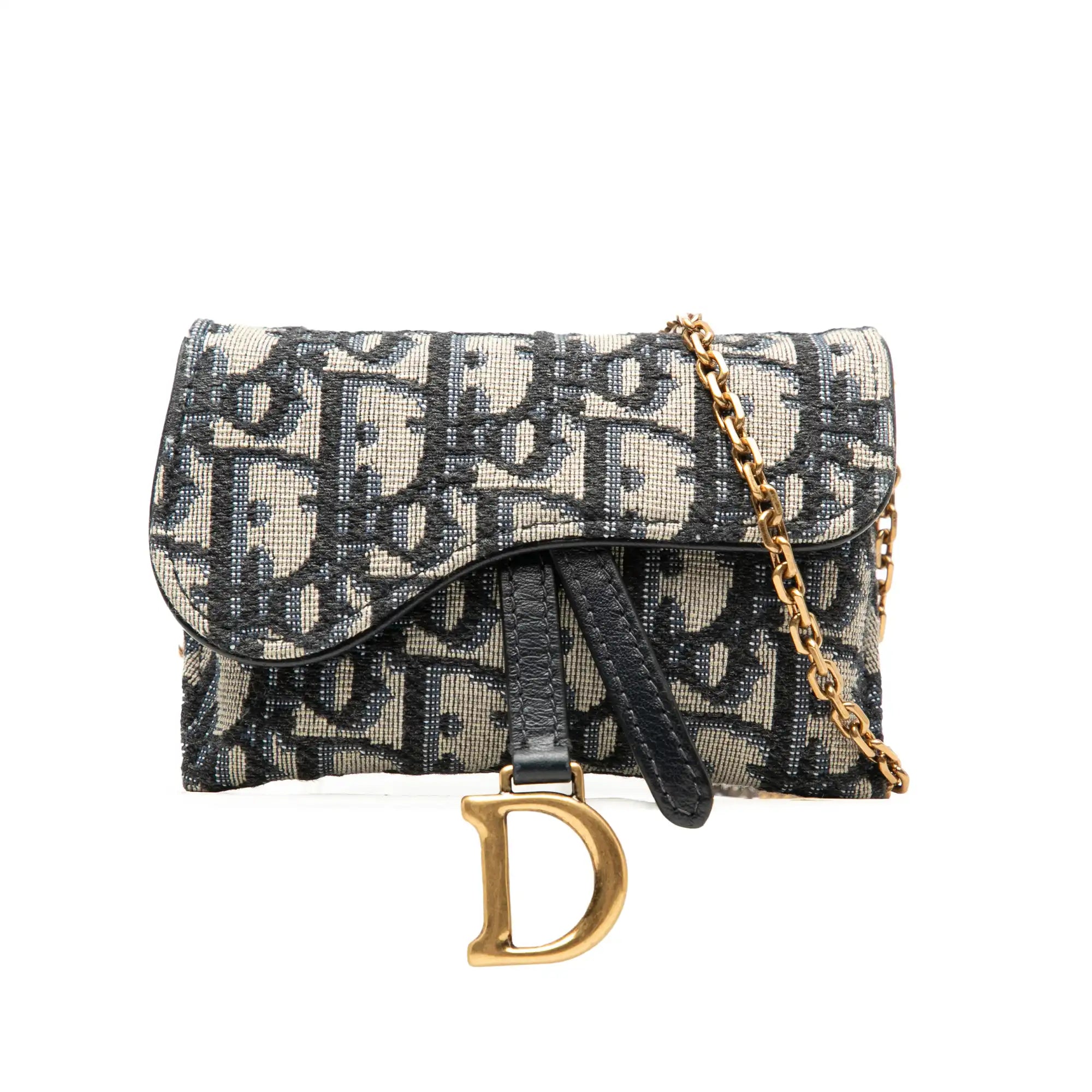 Dior Saddle Chain Pouch Nano Oblique Canvas