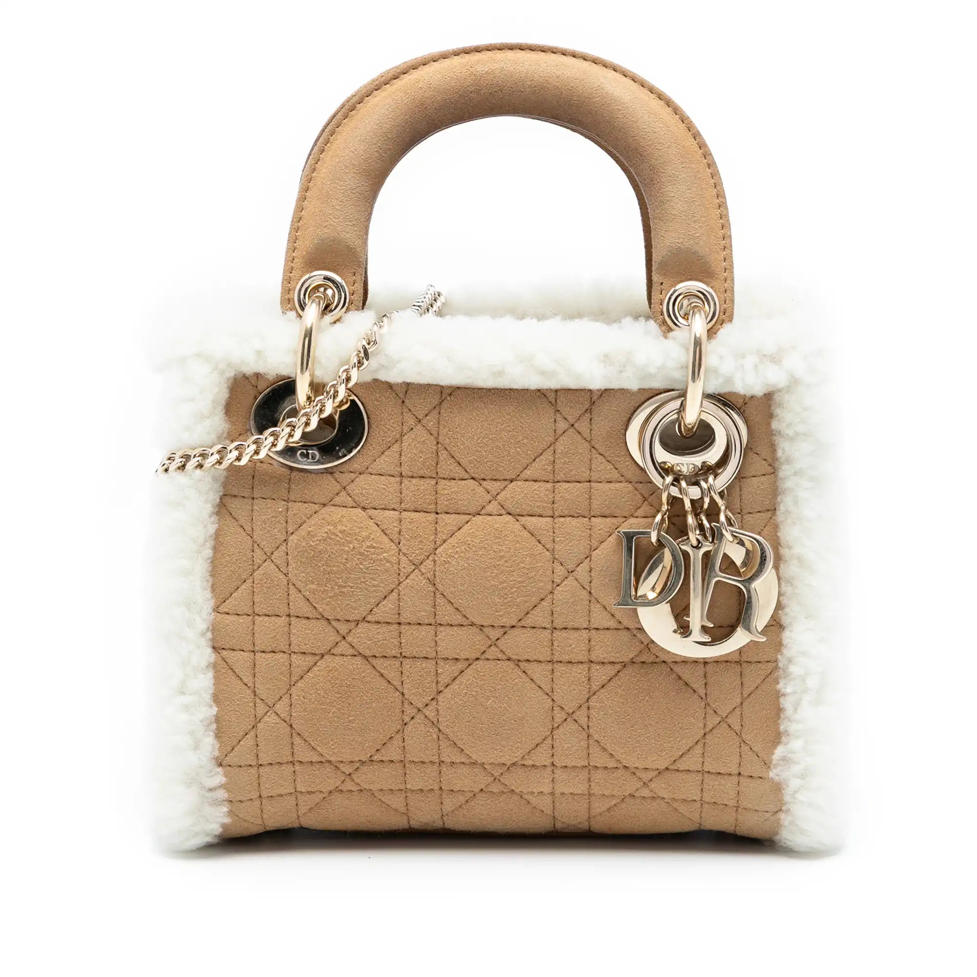 Dior Lady Dior Mini Suede Shearling Cannage