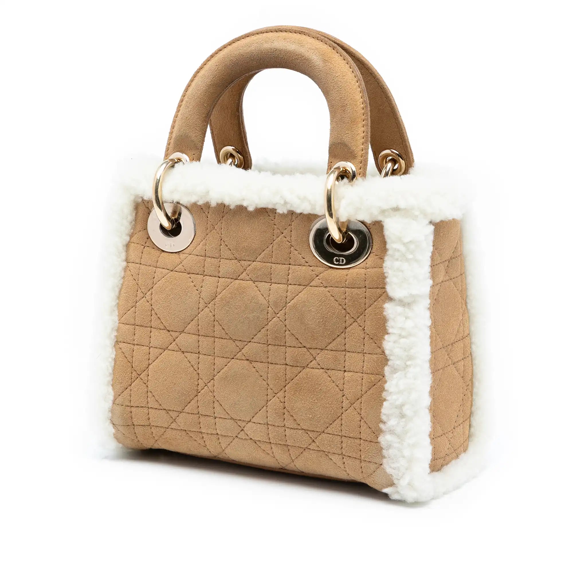 Dior Lady Dior Mini Suede Shearling Cannage