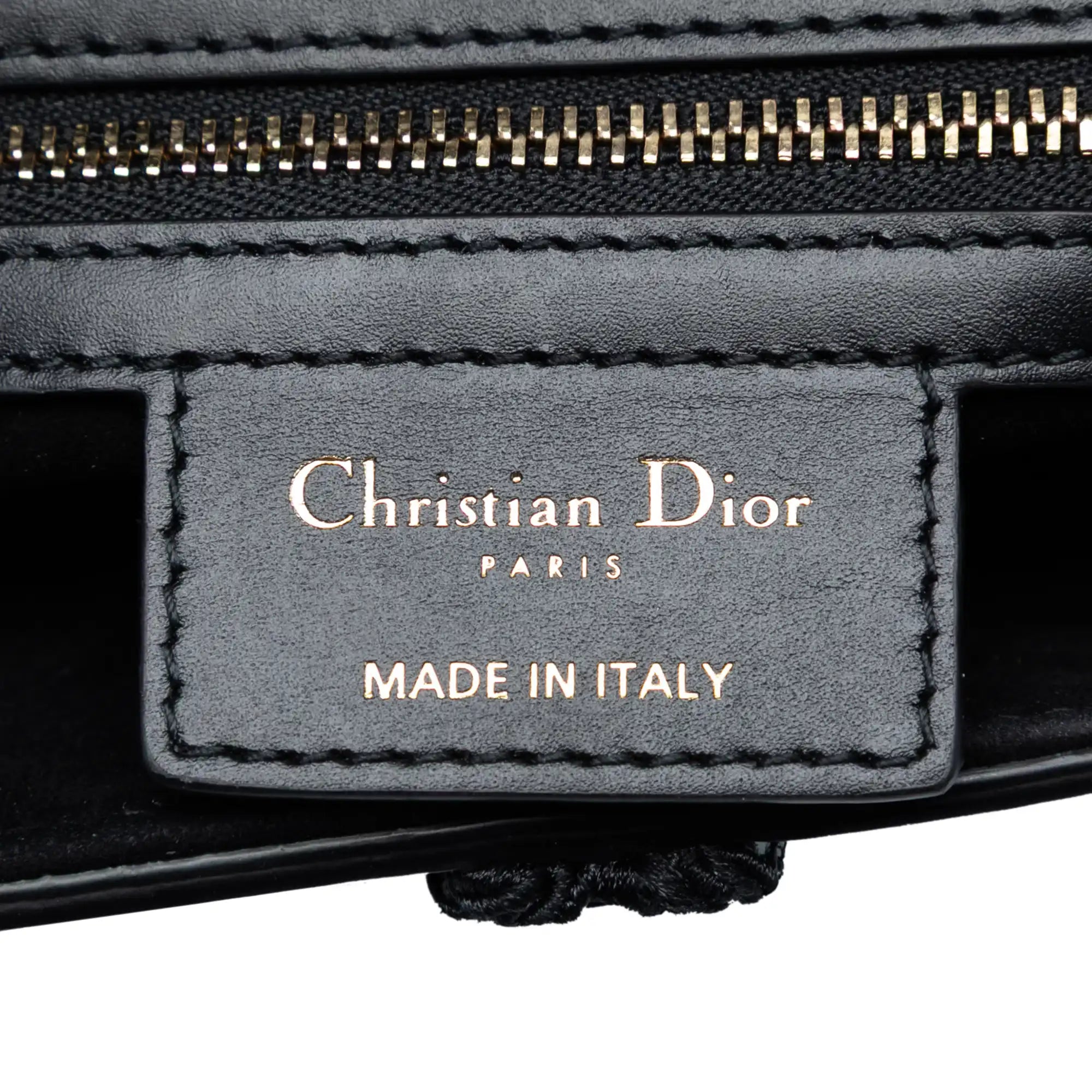 Dior Pom Pom Saddle Bag Medium Black Grained Calfskin