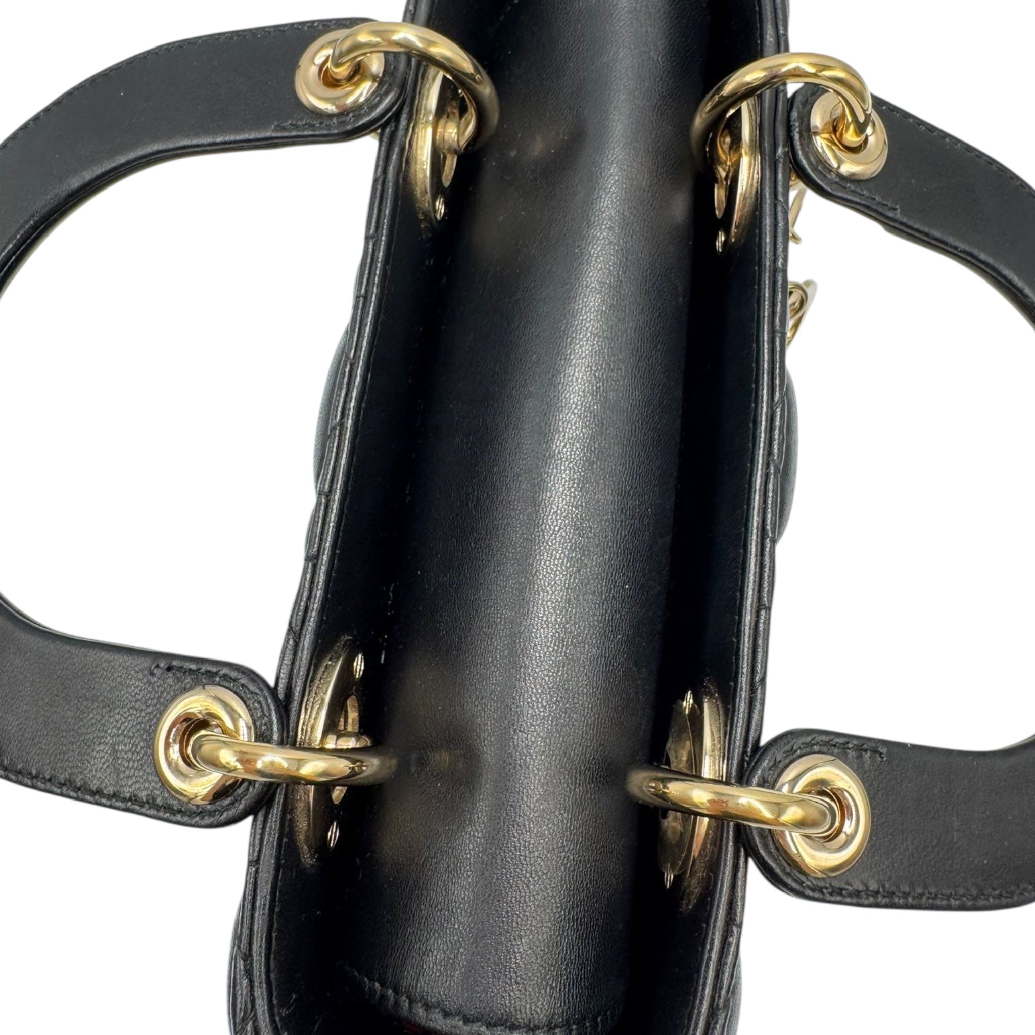 Dior Lady Dior Medium Black Lambskin Gold