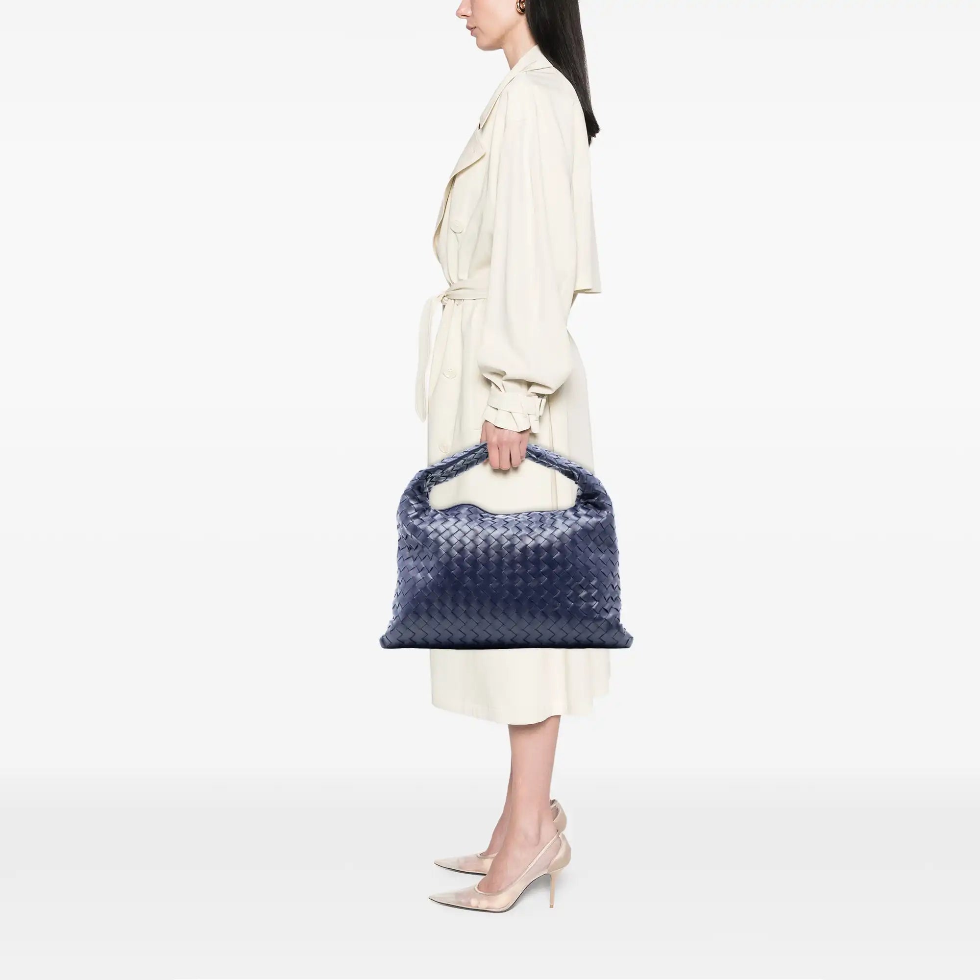 Bottega Veneta Hop Hobo Small Blue Intrecciato