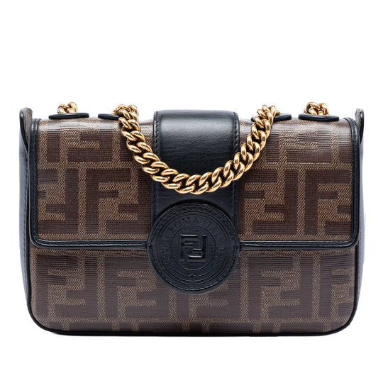 Fendi FF 1974 Mini Brown Coated Canvas Calfskin