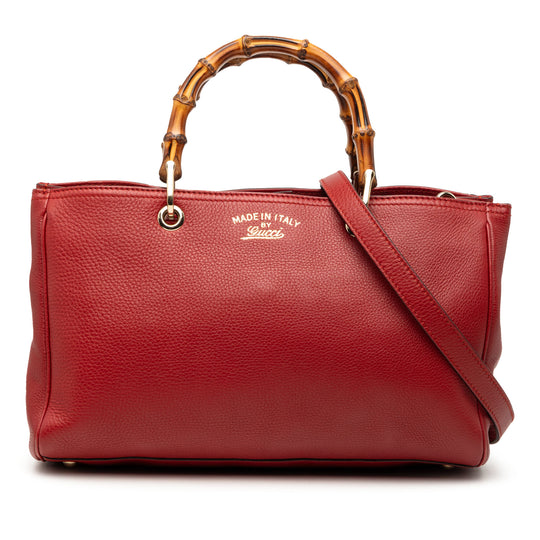 Gucci Bamboo Shopper Medium Red Calfskin