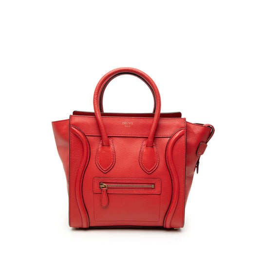 Celine Luggage Tote Micro Red Calfskin