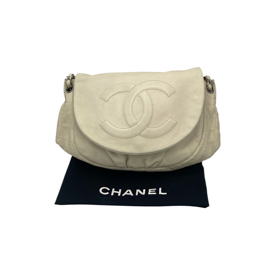 Chanel Halfmoon WOC Vintage White Caviar Silver