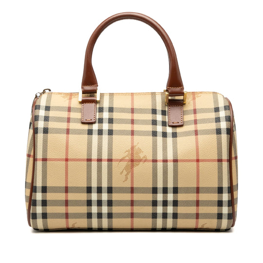 Burberry Boston Bag Haymarket Check Coated Canvas