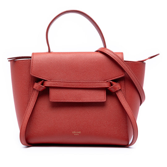 Celine Belt Bag Nano Red Grained Calfskin