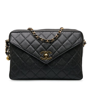 Chanel CC Chain Shoulder Bag Black Caviar Gold