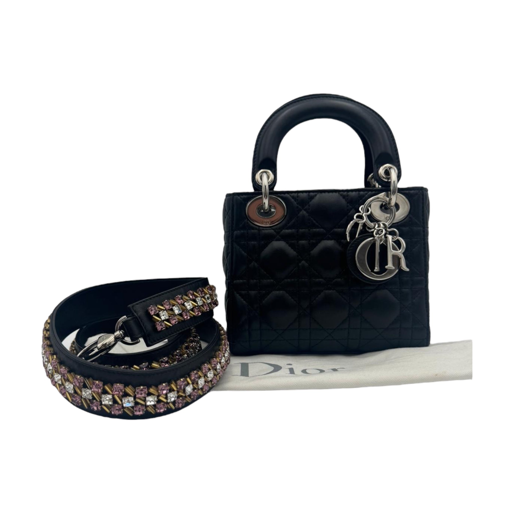 Dior Lady Dior Mini Black Studded Lambskin
