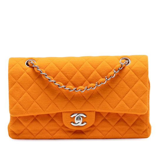 Chanel Classic Double Flap Medium Orange Jersey