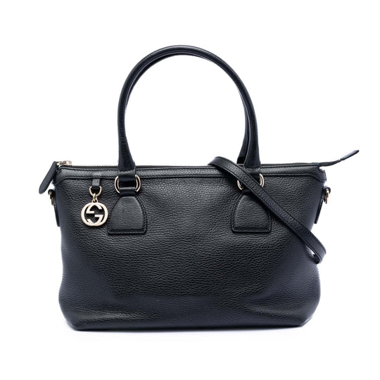 Gucci GG Charm Satchel Black Calfskin