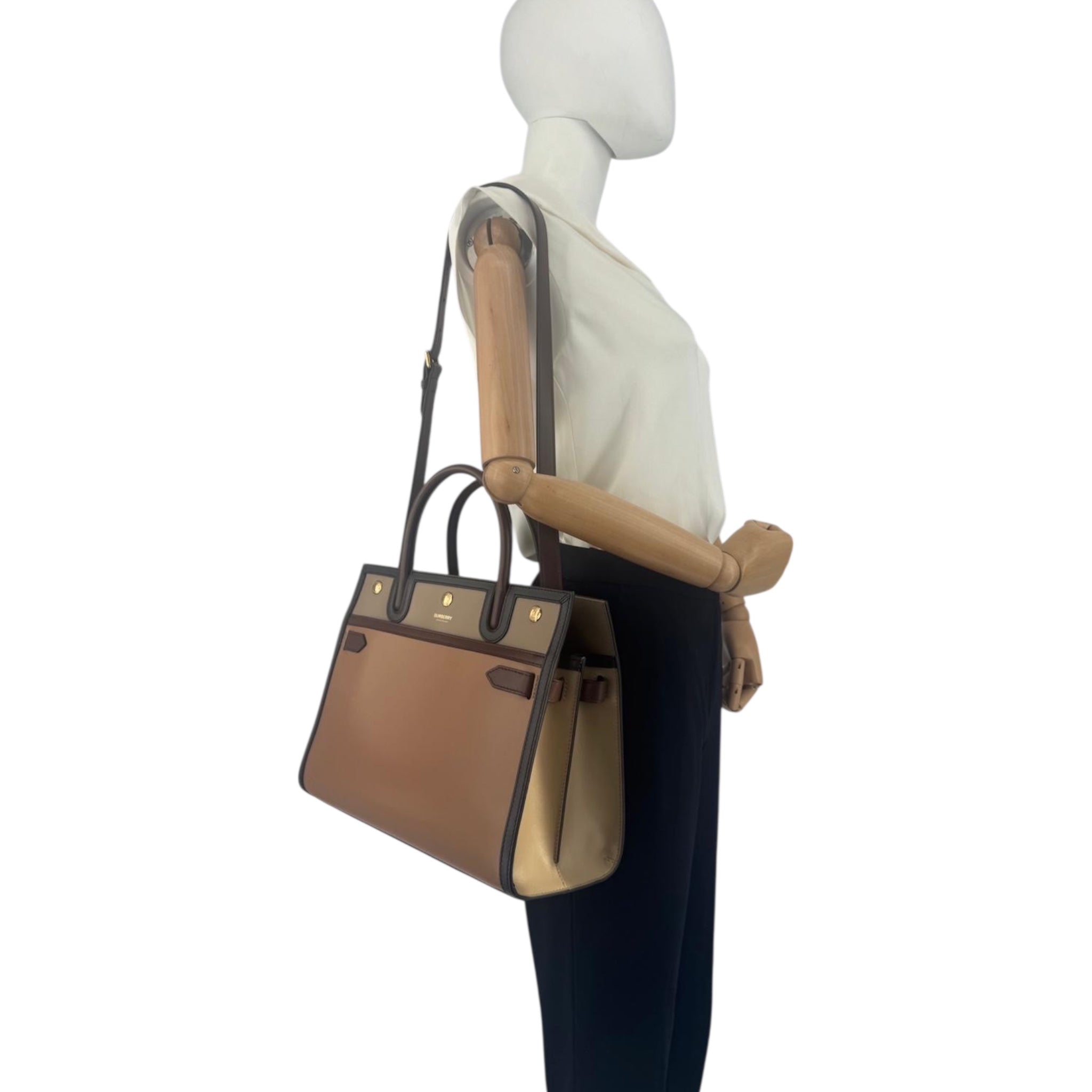 Burberry Handbag Tricolore Brown Leather