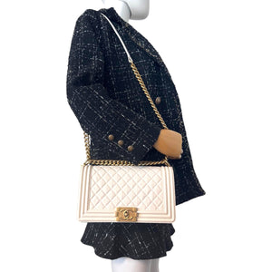 Chanel Boy New Medium White Lambskin Gold