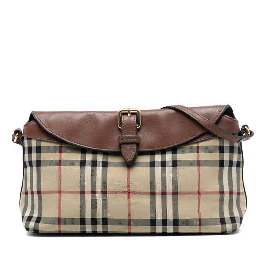 Burberry Leah Crossbody Bag Haymarket Check Coated Canvas