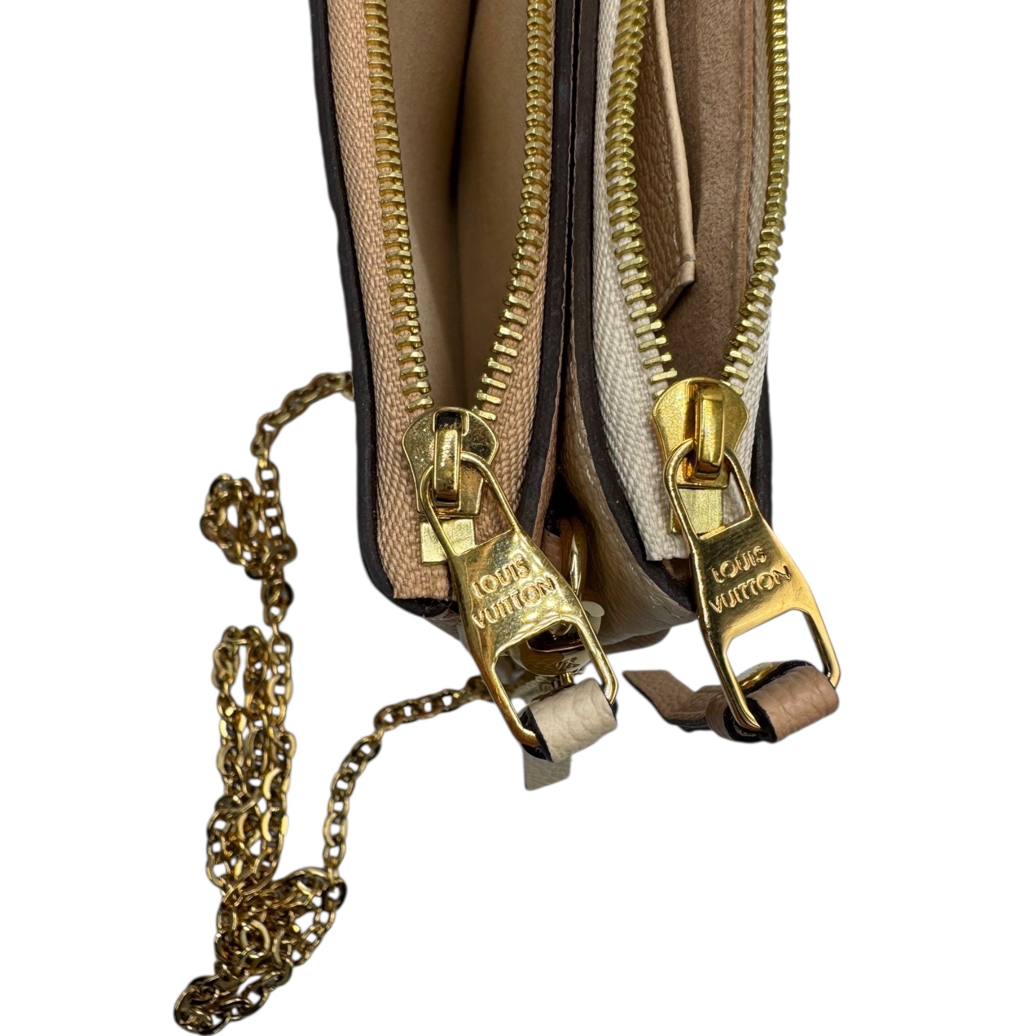 Louis Vuitton Double Zip Pochette Bicolor Pink Beige / Cream Empreinte