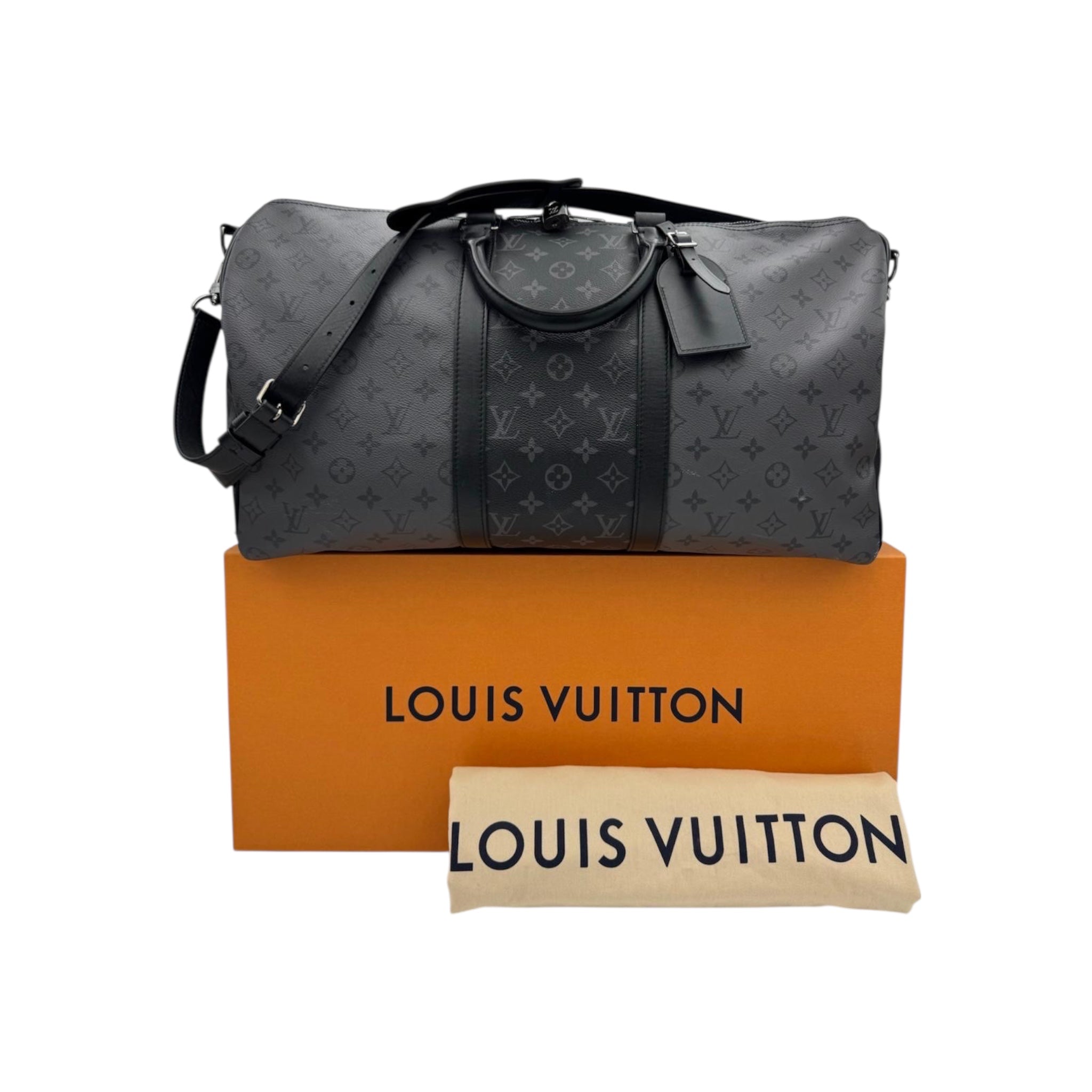 Louis Vuitton Keepall 50 Bandoulière Black Monogram Empreinte