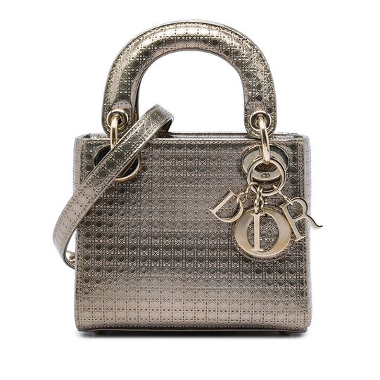 Dior Lady Dior Mini Gold Patent Leather