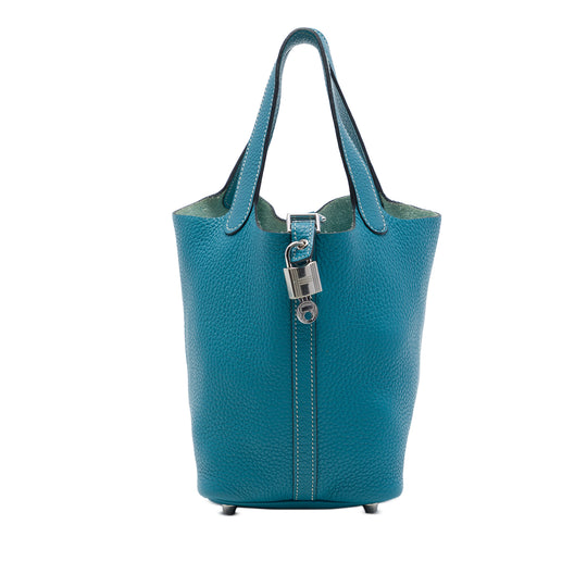 Hermès Picotin Lock 18 Blue Clemence Leather