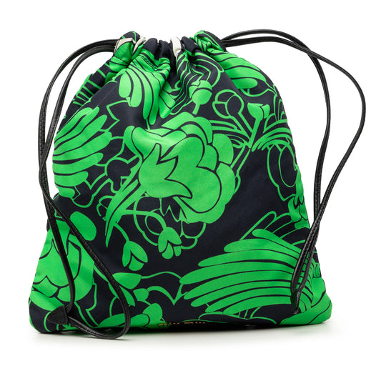 Miu Miu Drawstring Pouch Black Canvas