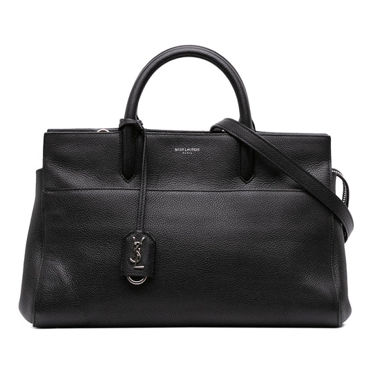 Saint Laurent Cabas Rive Gauche Small Black Grained Calfskin