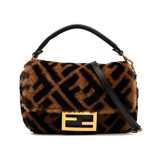 Fendi Zucca Baguette Mini Brown Shearling