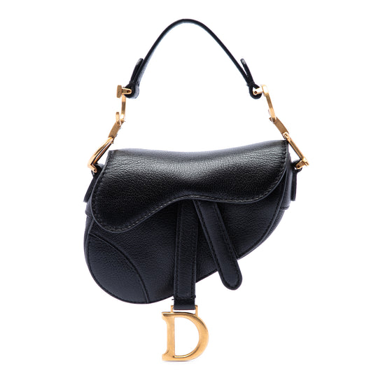 Dior Saddle Micro Black Goatskin