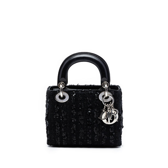 Dior Lady Dior Mini Black Tweed Sequin