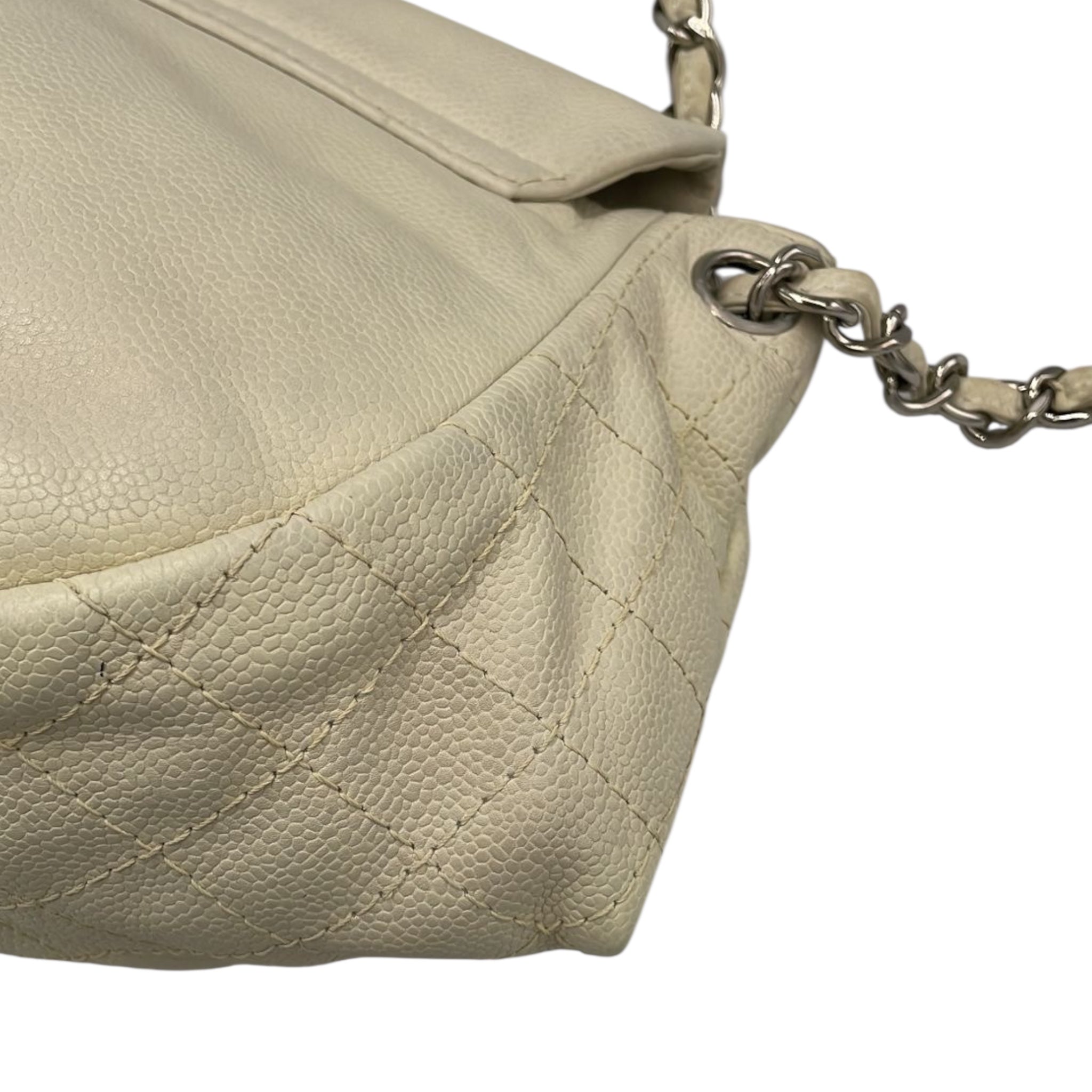 Chanel Halfmoon WOC Vintage White Caviar Silver