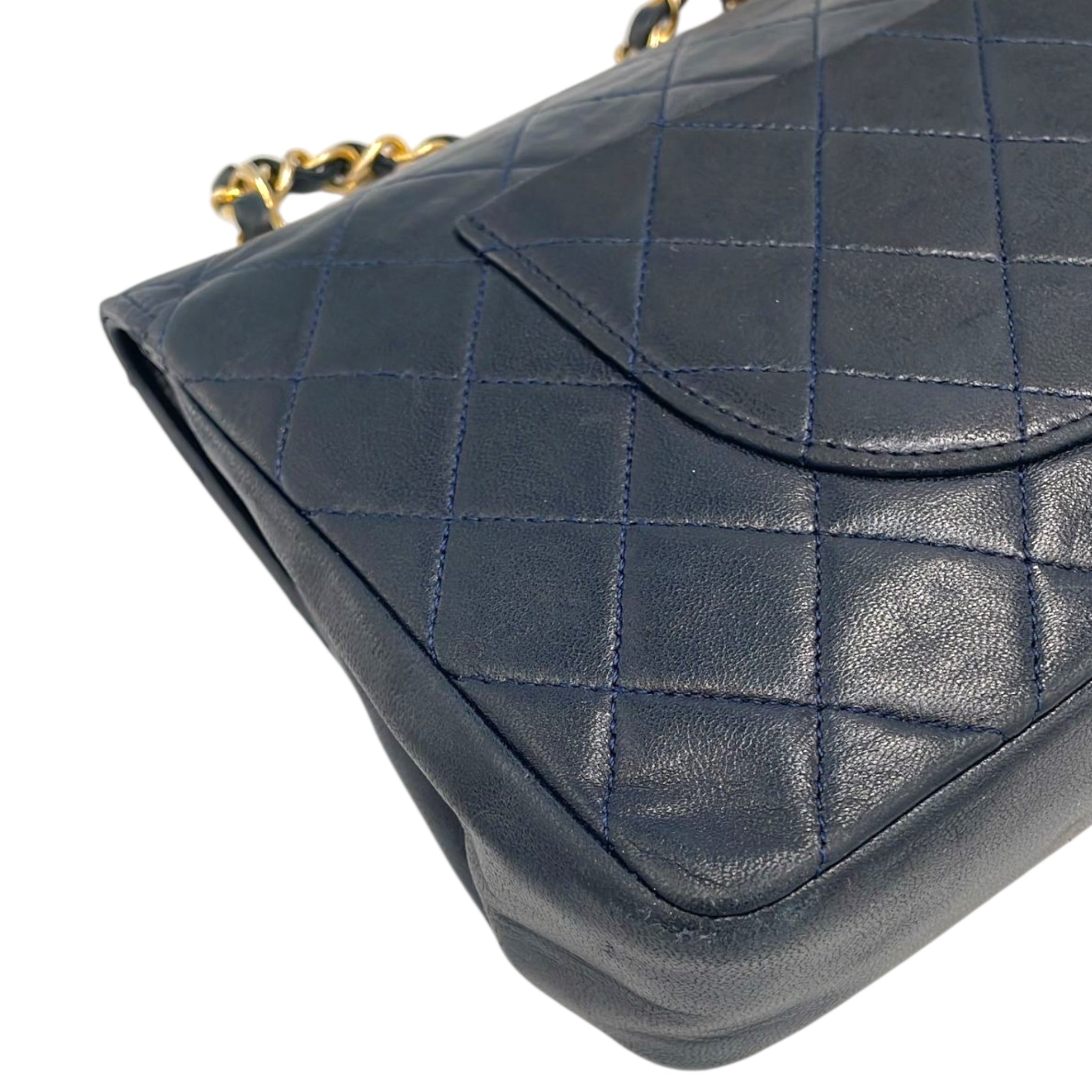 Chanel Classic Double Flap Small Blue Lambskin Gold