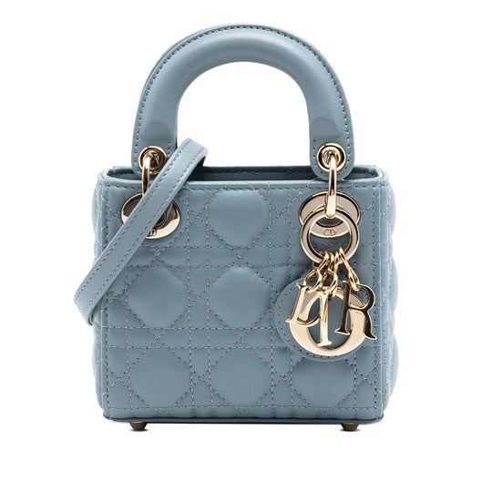 Dior Lady Dior Micro Blue Lambskin