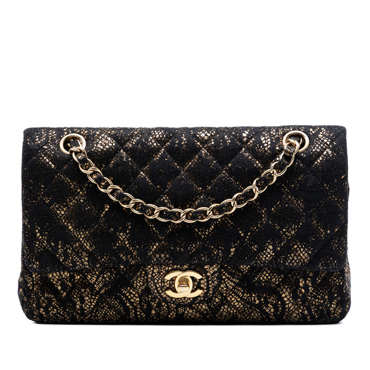 Chanel Classic Double Flap Medium Black Chevre and Lace