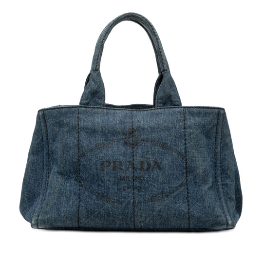 Prada Canapa Satchel Blue Denim