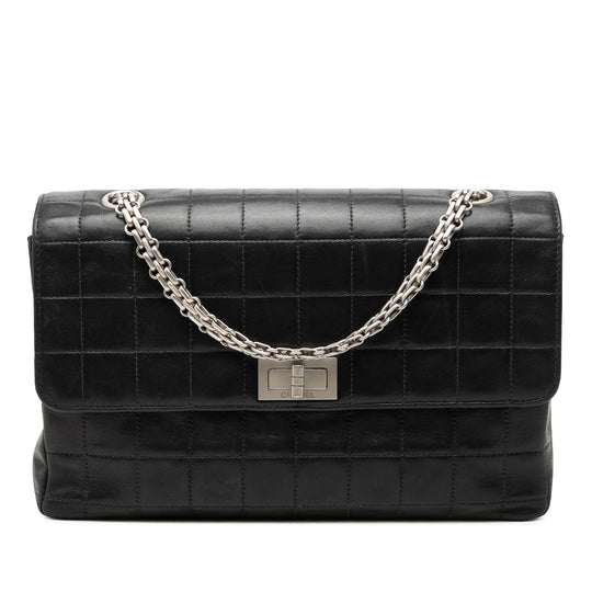 Chanel Reissue 2.55 Single Flap Black Chocolate Lambskin Silver
