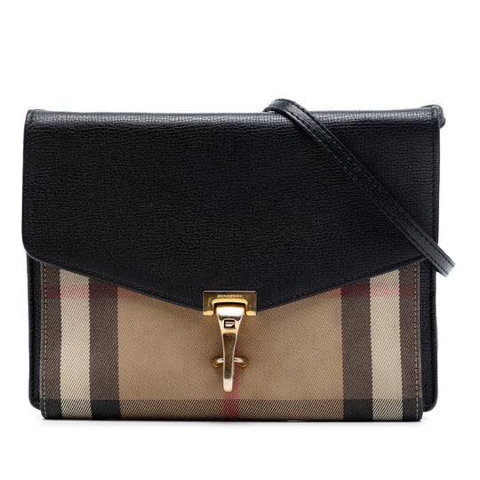 Burberry Macken Small Black Calfskin House Check Canvas