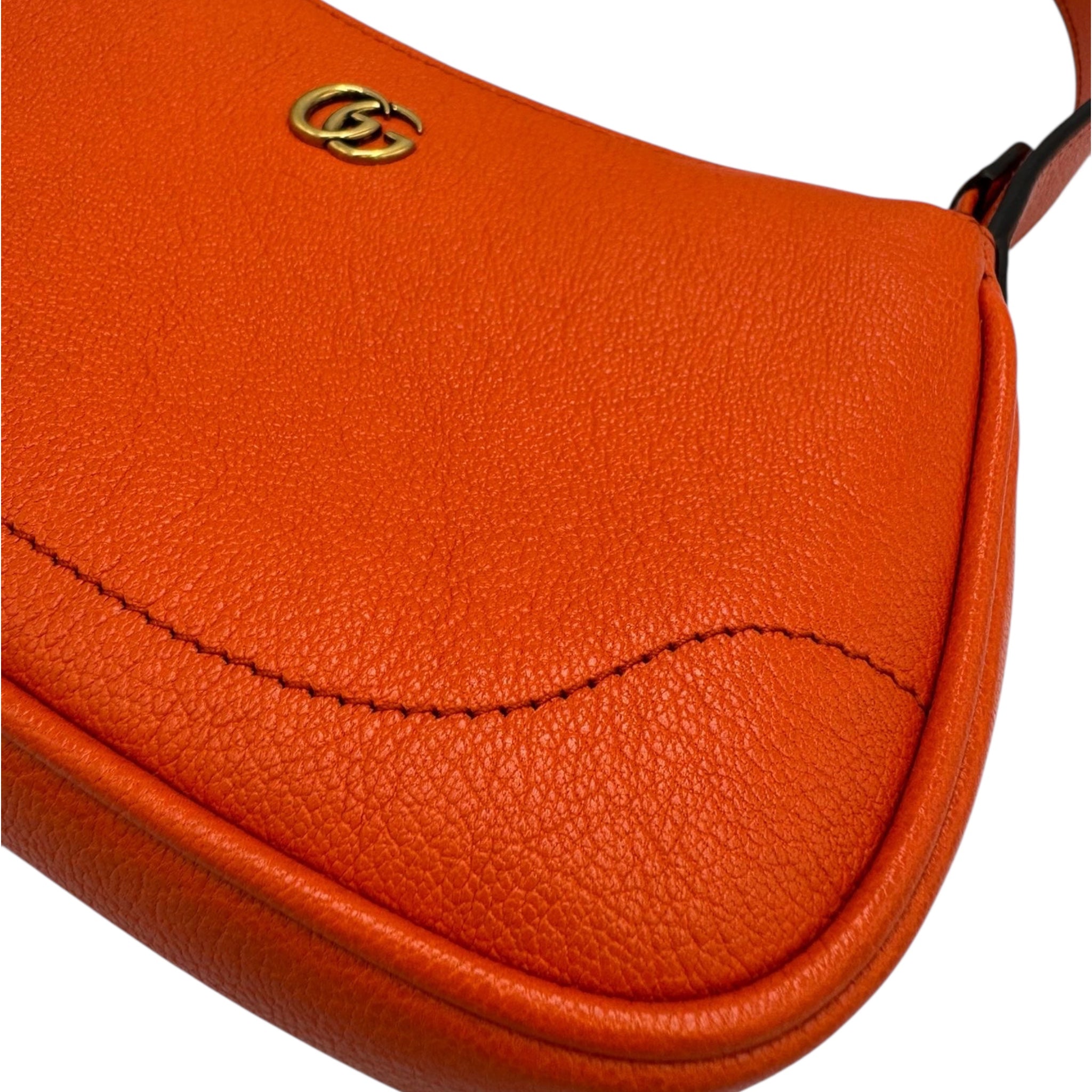 Gucci Aphrodite Mini Shoulder Bag Orange Leather