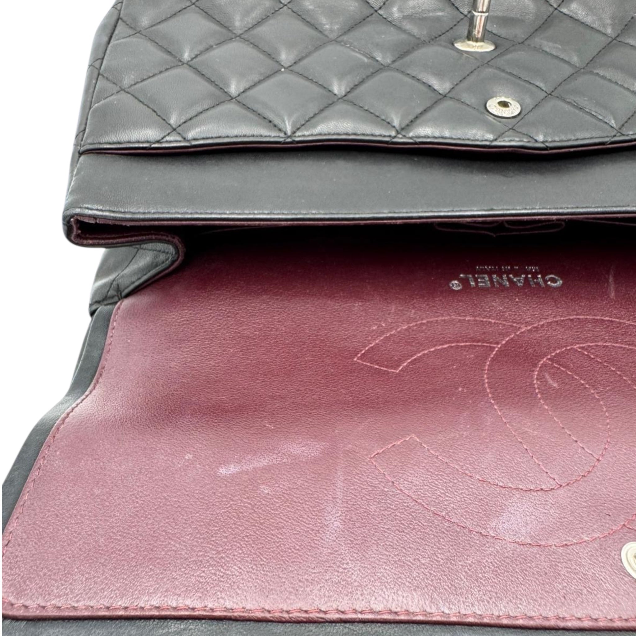 Chanel Classic Double Flap Jumbo Black Calfskin Silver