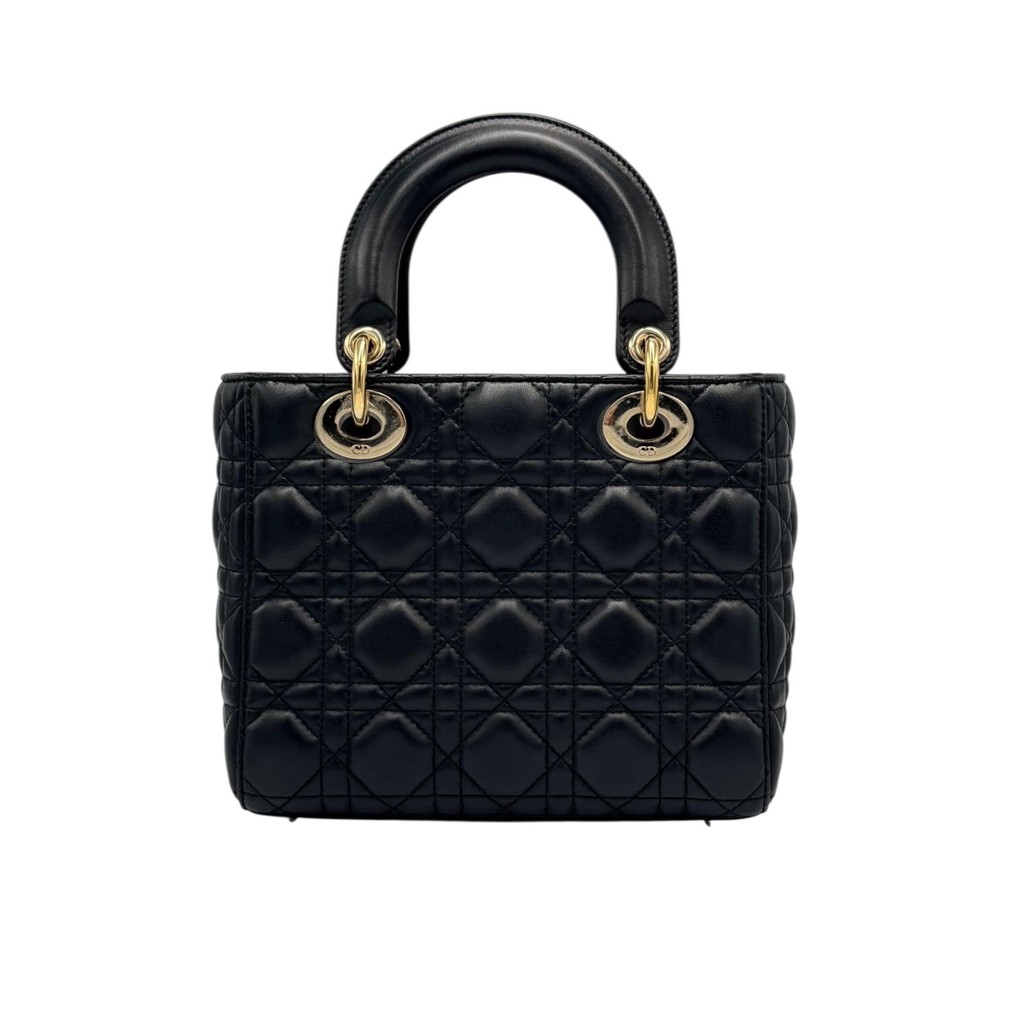 Dior Lady Dior Medium Black Lambskin Gold