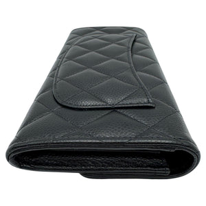 Chanel Classic Long Flap Wallet Black Caviar Gold