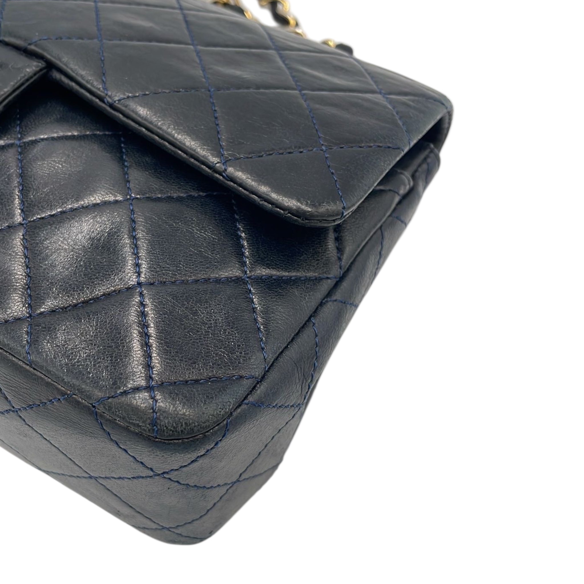 Chanel Classic Double Flap Small Marine Blue Lambskin Gold