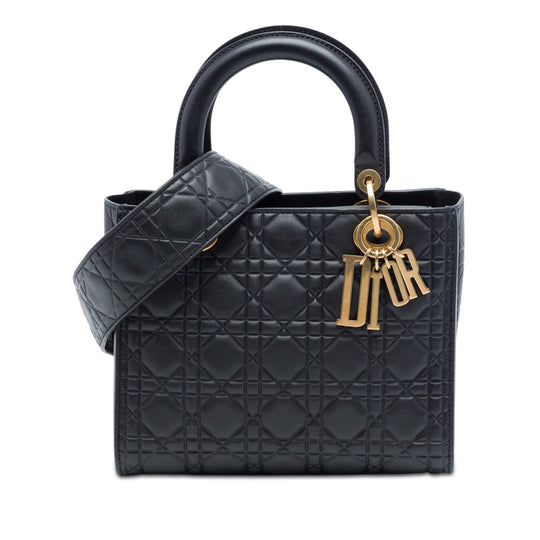 Dior Lady Dior Medium Black Calfskin