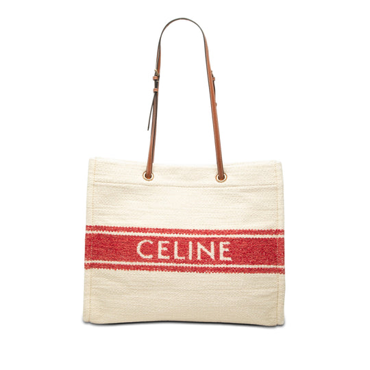 Celine Plein Soleil Square Cabas Beige Canvas Calfskin