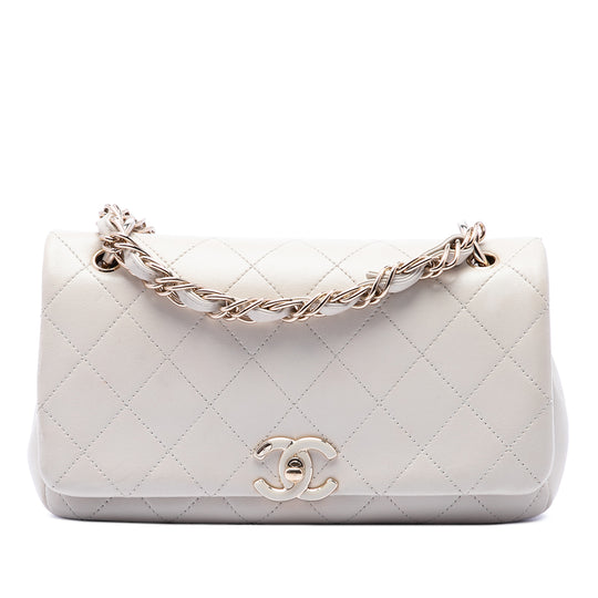 Chanel Enamel CC Flap Large White Lambskin