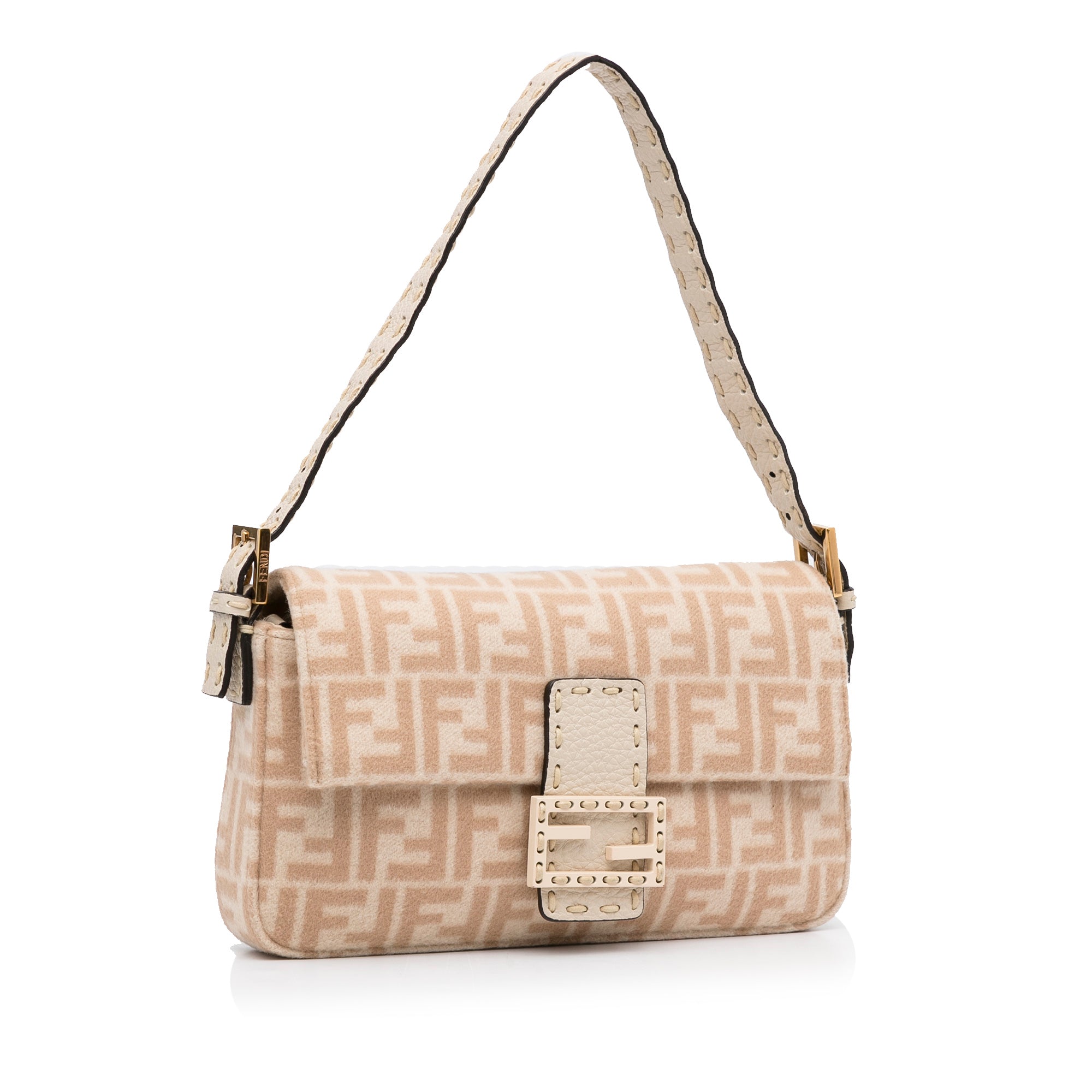 Fendi Baguette Selleria Brown Wool