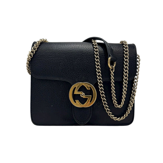 Gucci Interlocking GG Small Black Calfskin Gold