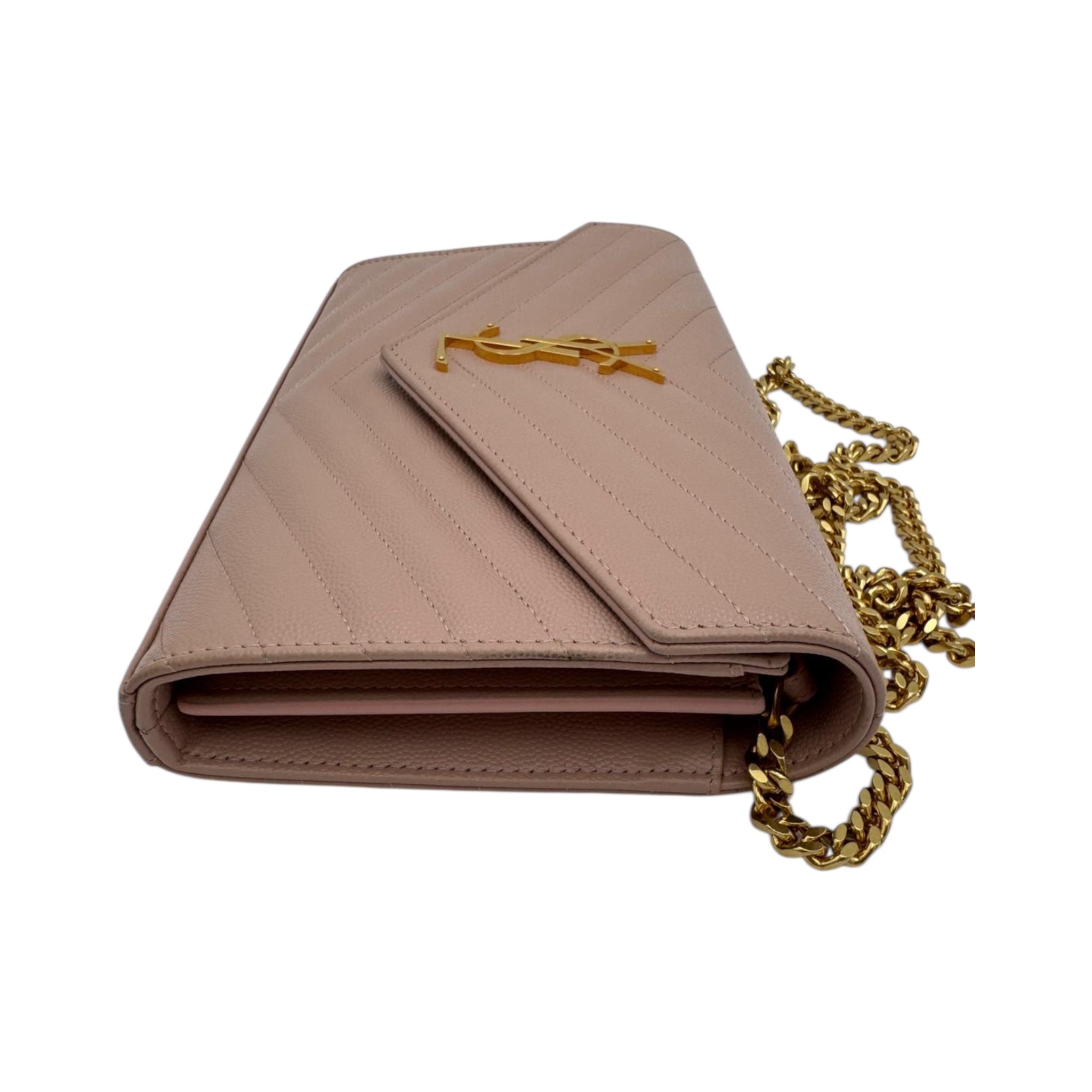 Yves Saint Laurent Cassandre Chain Wallet Light Pink