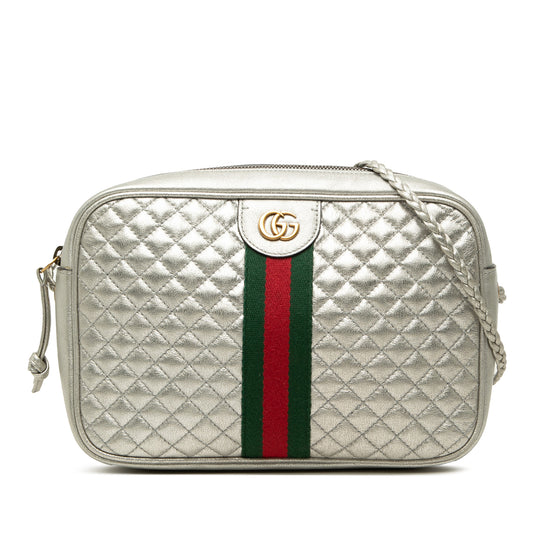 Gucci Web Trapuntata Small Silver Calfskin