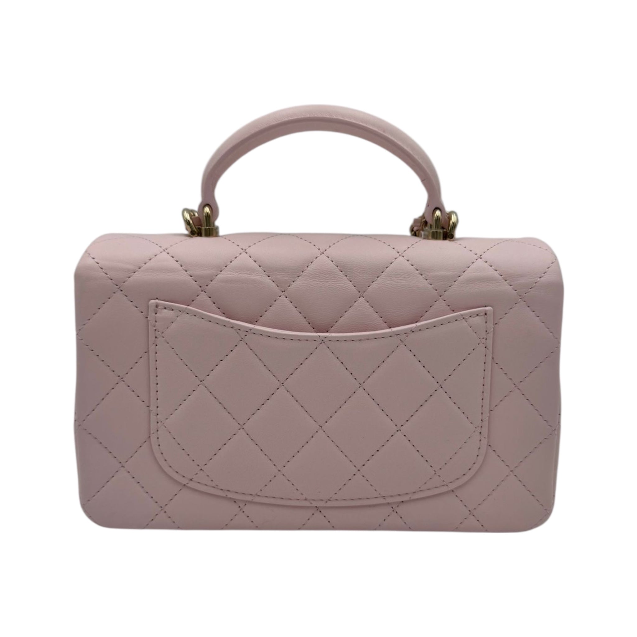 Chanel 22P Top Handle Rectangular Mini Light Pink Lambskin Gold