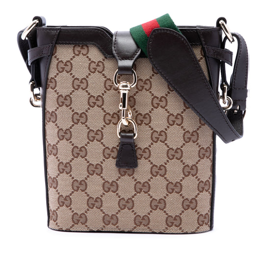 Gucci GG Canvas Web Bucket Mini Beige GG Canvas Canvas