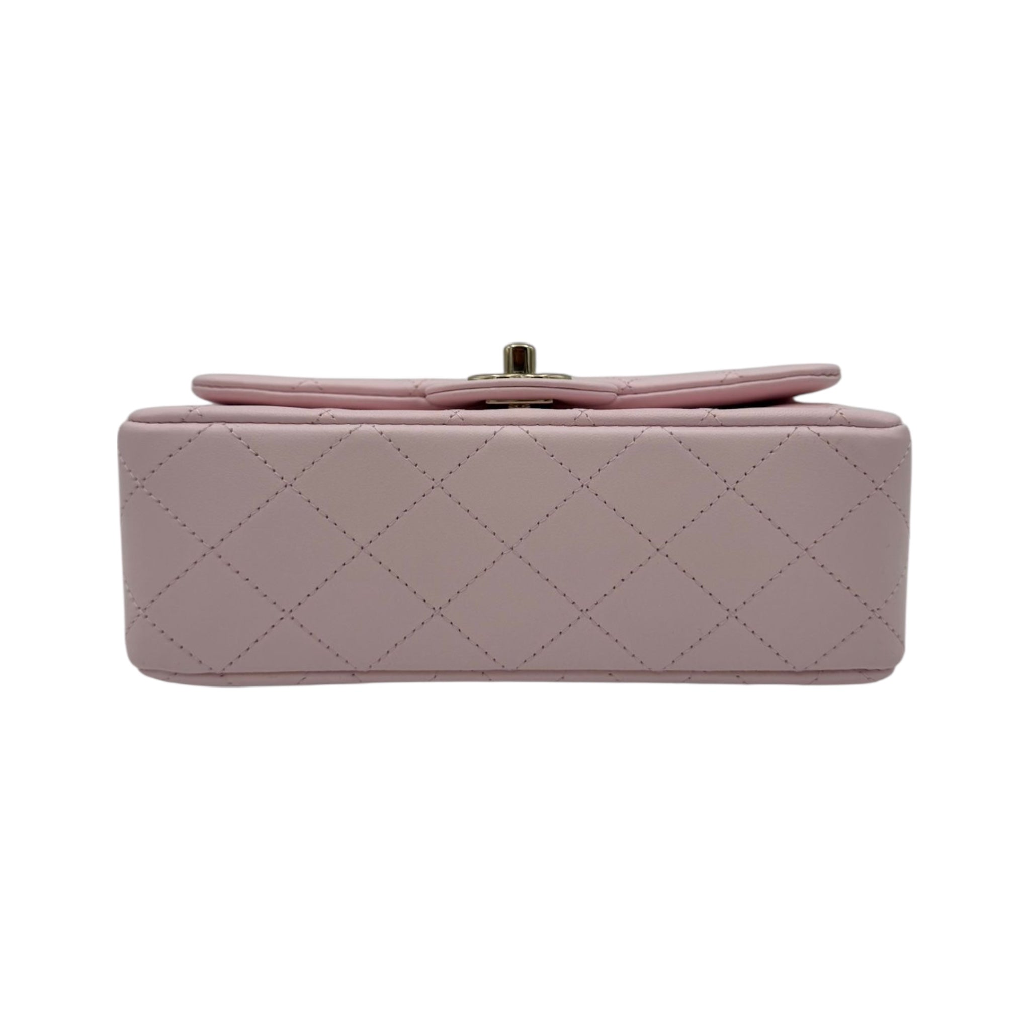 Chanel 22P Top Handle Rectangular Mini Light Pink Lambskin Gold